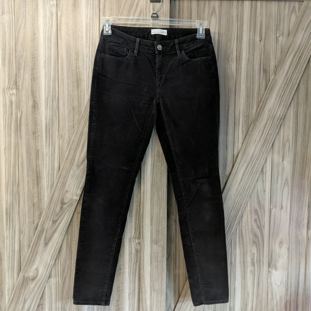 Loft Curvy Skinny Women's Size 0 Corduroy Pants - Dark Gray
